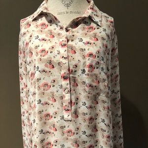 Loft Long Sleeve Sheer Blouse